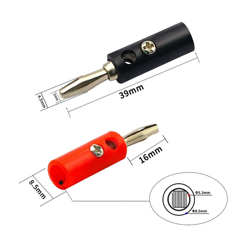 CenryKay Banana Plugs Speaker, 10 Sets (10Red + 10 Black) 4mm Audio Speaker Wire Cable Connector Cable Plugs - Image 2